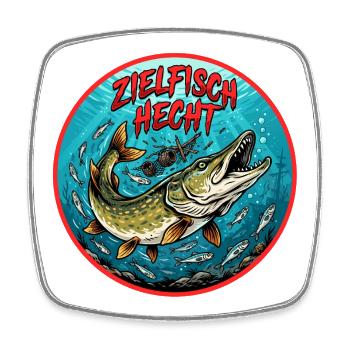 Zielfisch Hecht - Viereckiger Kühlschrankmagnet - Weiß - Vorne
