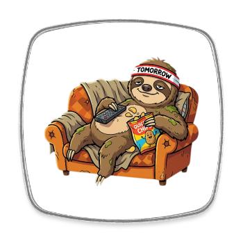 Faultier Couch Morgen Sport Muffel - Viereckiger Kühlschrankmagnet - Weiß - Vorne