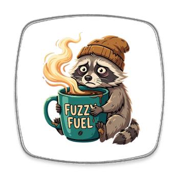 Kaffee Waschbaer Morgenmuffel Buero - Viereckiger Kühlschrankmagnet - Weiß - Vorne