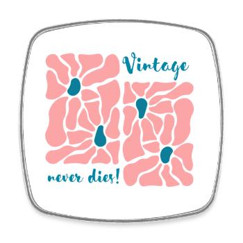 Vintage Blossoms Retro Pattern - Square fridge magnet - white - Front