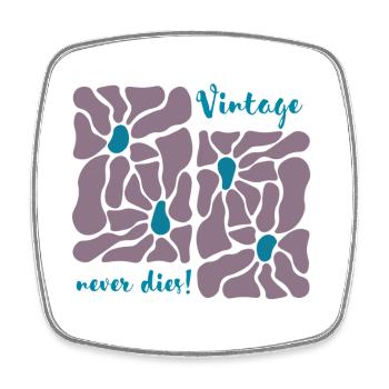 Vintage remains everlasting – retro flower design - Square fridge magnet - white - Front