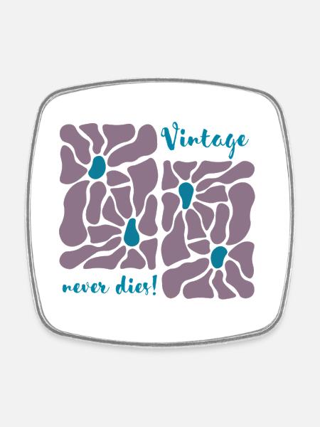 Vintage remains everlasting – retro flower design - Square fridge magnet - white