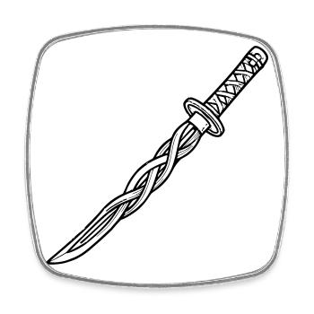 Katana Schwert Fantasy Samurai Ninja Cosplay - Viereckiger Kühlschrankmagnet - Weiß - Vorne