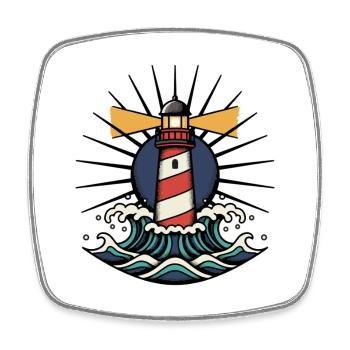 Phare Maritime Vagues Ocean Tatouage Retro - Magnet carré - blanc - Devant