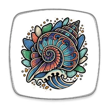 Nautilus Shell Spiral Ocean Wave Retro - Viereckiger Kühlschrankmagnet - Weiß - Vorne