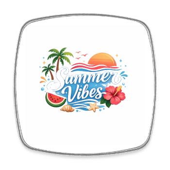 Summer Vibes Tropical Beach T-Shirt Design - Viereckiger Kühlschrankmagnet - Weiß - Vorne