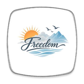 Freedom Horizon Mountain Sunset Design - Square fridge magnet - white - Front