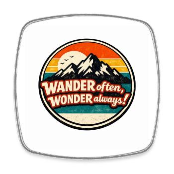 Retro Mountain Sunset Hiking Badge - Viereckiger Kühlschrankmagnet - Weiß - Vorne