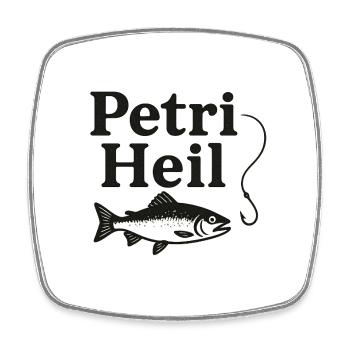 Petri Heil: Klassischer Angler-Slogan - Viereckiger Kühlschrankmagnet - Weiß - Vorne