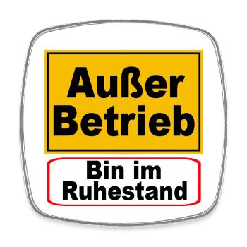 Außer Betrieb Ruhestand Schild - Viereckiger Kühlschrankmagnet - Weiß - Vorne