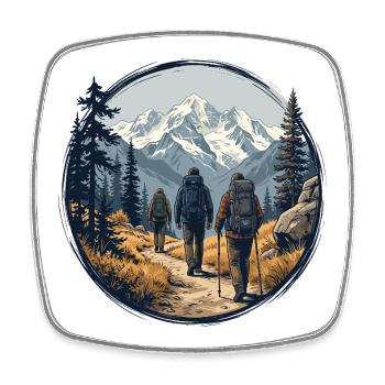 T-shirt illustratif du cercle de sentier Mountain Senderers - Magnet carré - blanc - Devant