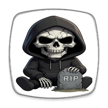 Skelett - RIP - Viereckiger Kühlschrankmagnet - Weiß - Vorne