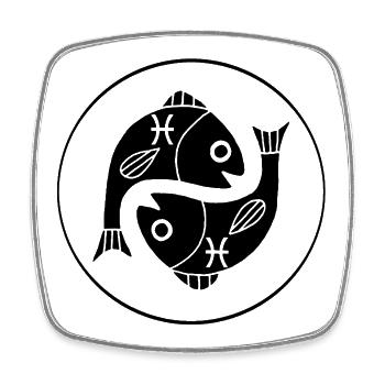 Sternzeichen Fisch (Schwarz) - Viereckiger Kühlschrankmagnet - Weiß - Vorne