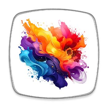 Color explosion acrylic wave - Square fridge magnet - white - Front