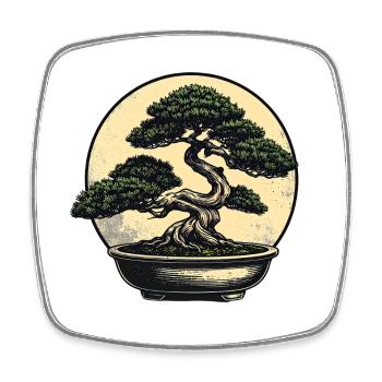 Bonsai im Zen-Kreis - Viereckiger Kühlschrankmagnet - Weiß - Vorne