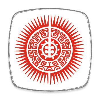 Rote Stammessonne - Viereckiger Kühlschrankmagnet - Weiß - Vorne