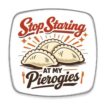Retro Pierogi Print - Stop Staring At My Art - Viereckiger Kühlschrankmagnet - Weiß - Vorne
