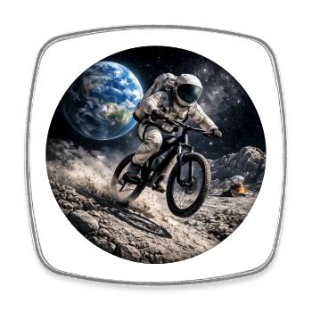 Astronaute vélo lunaire - Magnet carré - blanc - Devant