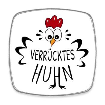 Verrücktes Huhn Lustiges Hühner Design - Viereckiger Kühlschrankmagnet - Weiß - Vorne