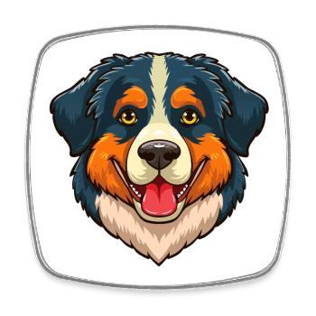 Bernese Mountain Dog (Comic Portrait) - Square fridge magnet - white - Front