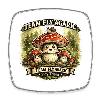 Team Fly Agaric Mushroom Crew - Viereckiger Kühlschrankmagnet - Weiß - Vorne