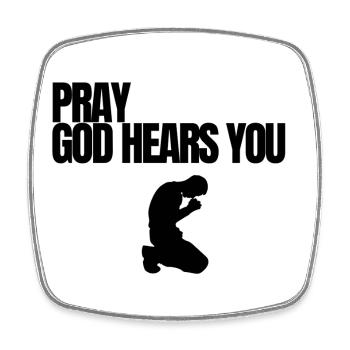 Black Christian Quote Praying Silhouette Design - Square fridge magnet - white - Front