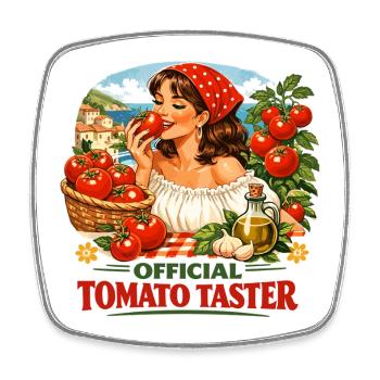 Official Tomato Taster - Tomato Girl Vintage - Viereckiger Kühlschrankmagnet - Weiß - Vorne