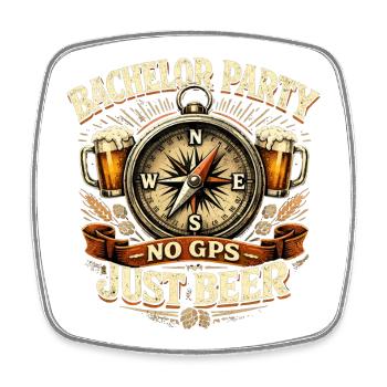 Hommes avec une chemise de enterrement de vie de garçon : pas de GPS, juste une boussole à bière - Magnet carré - blanc - Devant