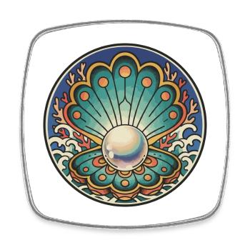 Muschelperlen-Ozean-Schimmel-Retro-Tattoo - Viereckiger Kühlschrankmagnet - Weiß - Vorne