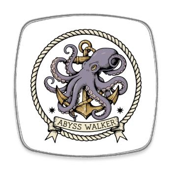 Octopus Anchor Marine Abyss Walker Retro-Abzeichen - Viereckiger Kühlschrankmagnet - Weiß - Vorne