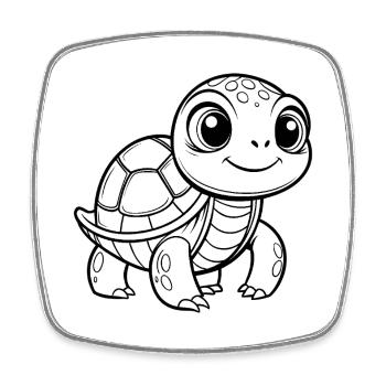 Cute baby turtle - Square fridge magnet - white - Front