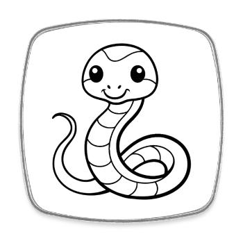 Petit serpent mignon - Magnet carré - blanc - Devant