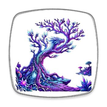 Magic Crystal Dragon Tree - Square fridge magnet - white - Front