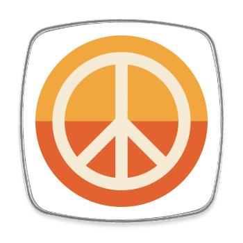 Peace - Paix Hippie Bohème Années 70 Coucher de Soleil Rétro - Magnet carré - blanc - Devant