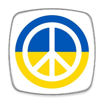 Paix Ukraine - Solidarité pour la paix Bleu Jaune - Magnet carré - blanc - Devant