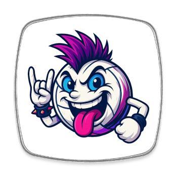 Punk Rock Volleyball Maskottchen - Viereckiger Kühlschrankmagnet - Weiß - Vorne