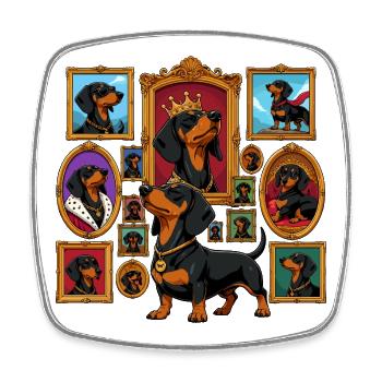 King Dachshund Portrait Collection - Square fridge magnet - white - Front