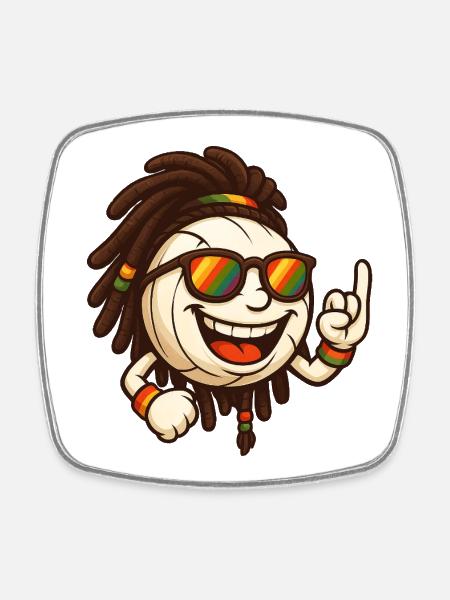 Reggae Volleyball - Square fridge magnet - white