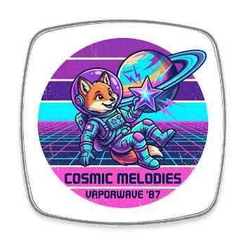 Astronaut Fuchs Weltall Retro Vaporwave - Viereckiger Kühlschrankmagnet - Weiß - Vorne