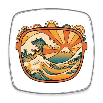 Groovy Japan Welle Retro Vintage - Viereckiger Kühlschrankmagnet - Weiß - Vorne
