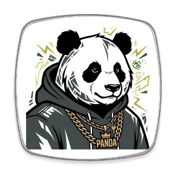 Streetwear Hip Hop Panda Bear - Magnet carré - blanc - Devant