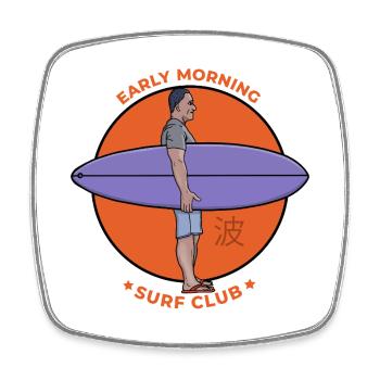 Early Morning Surf Club Vintage Graphic - Square fridge magnet - white - Front
