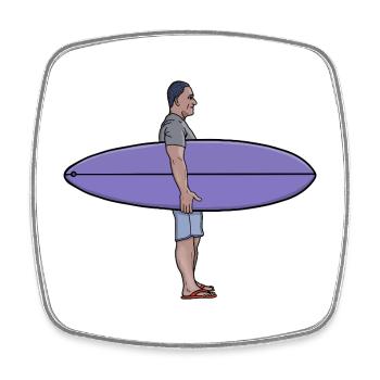 Minimalistischer Surfer mit lila Surfbrett Illustrati - Viereckiger Kühlschrankmagnet - Weiß - Vorne