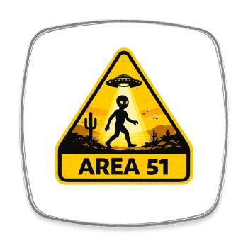 Area 51 UFO-Wüstenschild - Viereckiger Kühlschrankmagnet - Weiß - Vorne