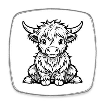 Niedliche Highland-Kuh - Viereckiger Kühlschrankmagnet - Weiß - Vorne