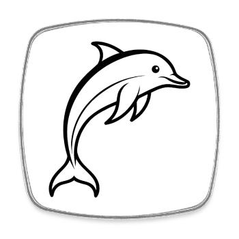 Dolphin - Square fridge magnet - white - Front