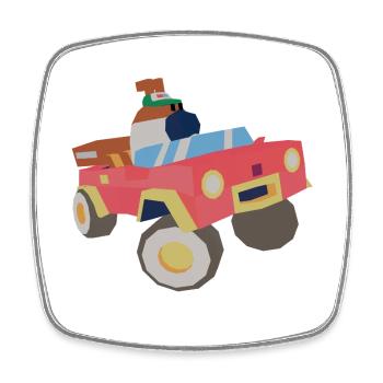 Dog Driving a Car - Square fridge magnet - white - Front