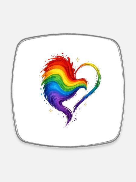 Regenbogen_Design_Heart - Square fridge magnet - white