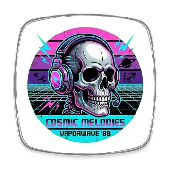 Retro Gaming Skeleton Vaporwave 88 - Square fridge magnet - white - Front