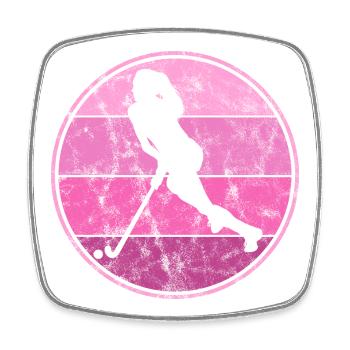 Hockey sur gazon Hockey en salle Hockey féminin Filles - Magnet carré - blanc - Devant